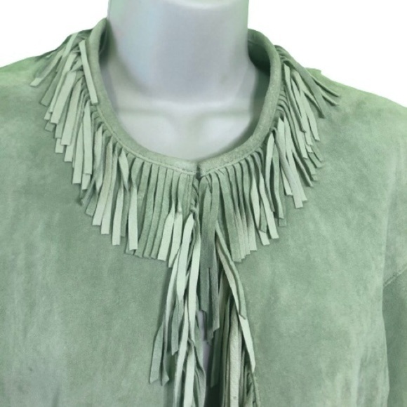 VINTAGE Fringed Suede Jacket Size M - Picture 3 of 5